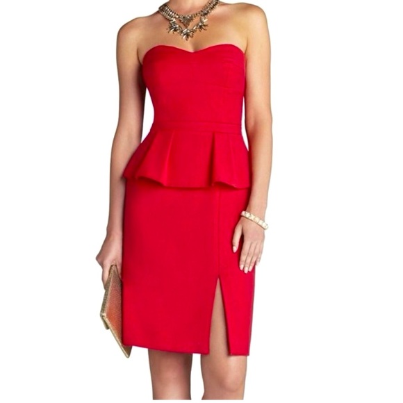 ⭐️BOGO FREE⭐️ NWOT BCBG MaxAzria Penelope Elegant Red Strapless Dress - Picture 1 of 12
